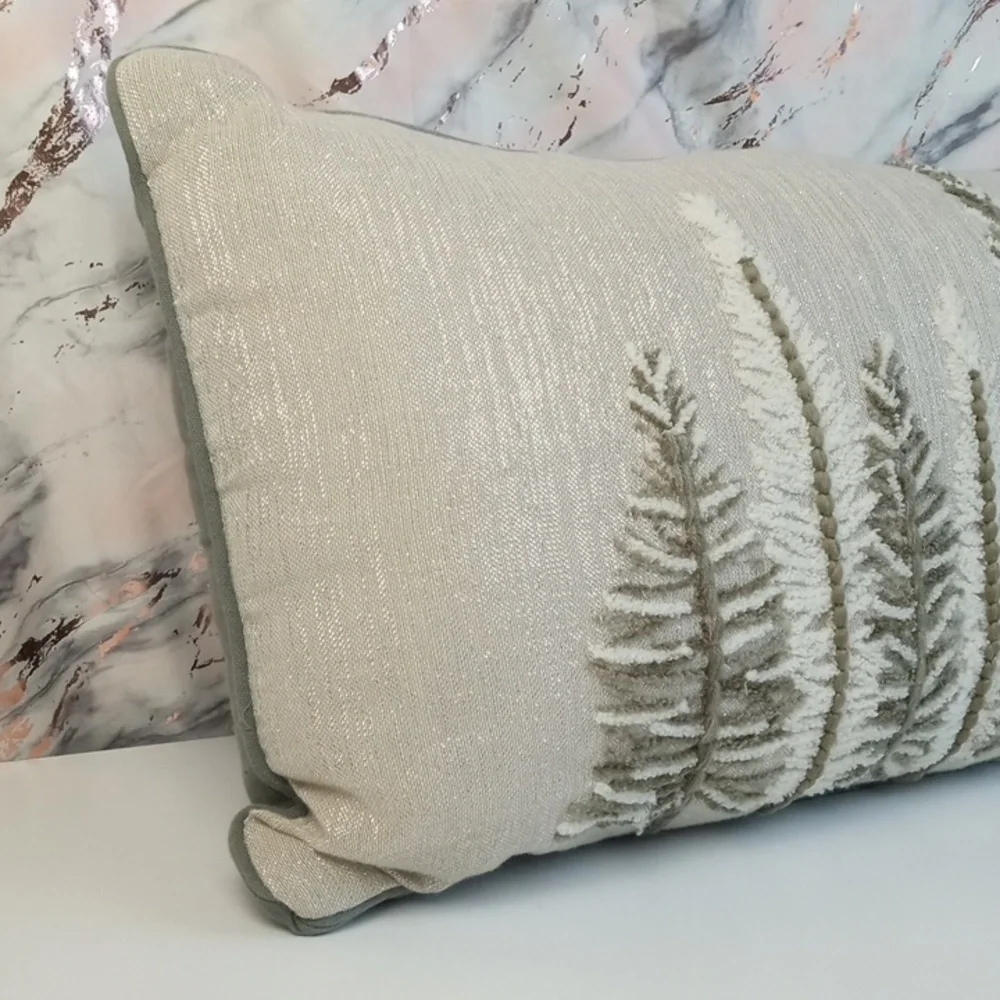 🎁 Holiday Botanical Embroidered Lumbar Throw Pillow